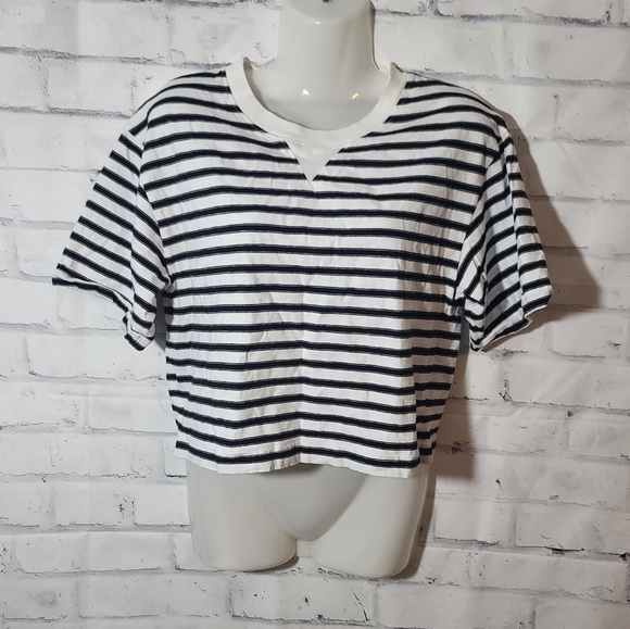 Madewell Tops - Madewell Cropped Striped Boxy Fitted T-shirt XS